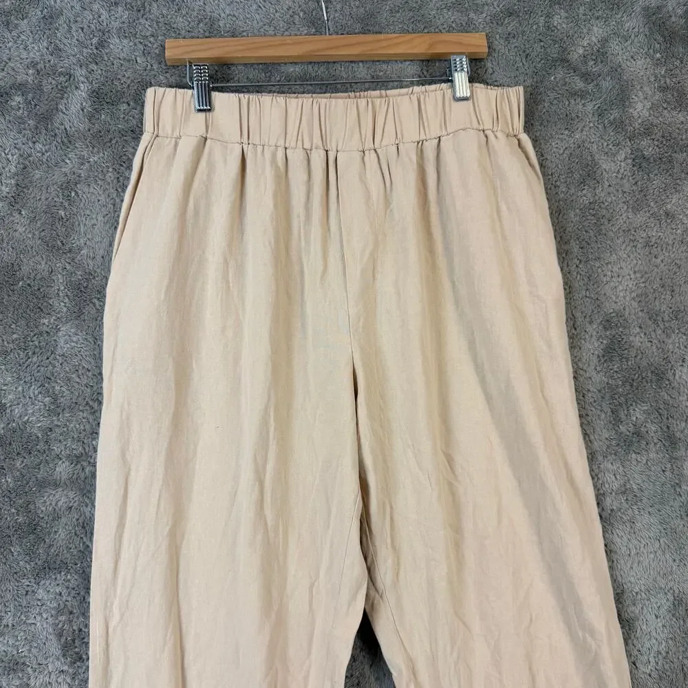 NEW Hardaddy Cotton Pants XL Pull On Beige Plain Hawaiian Casual Trousers